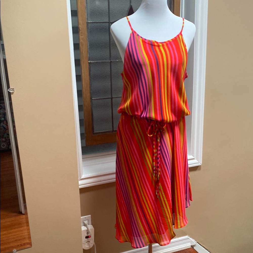 Nine West Red and Orange Asymmetrical Dress